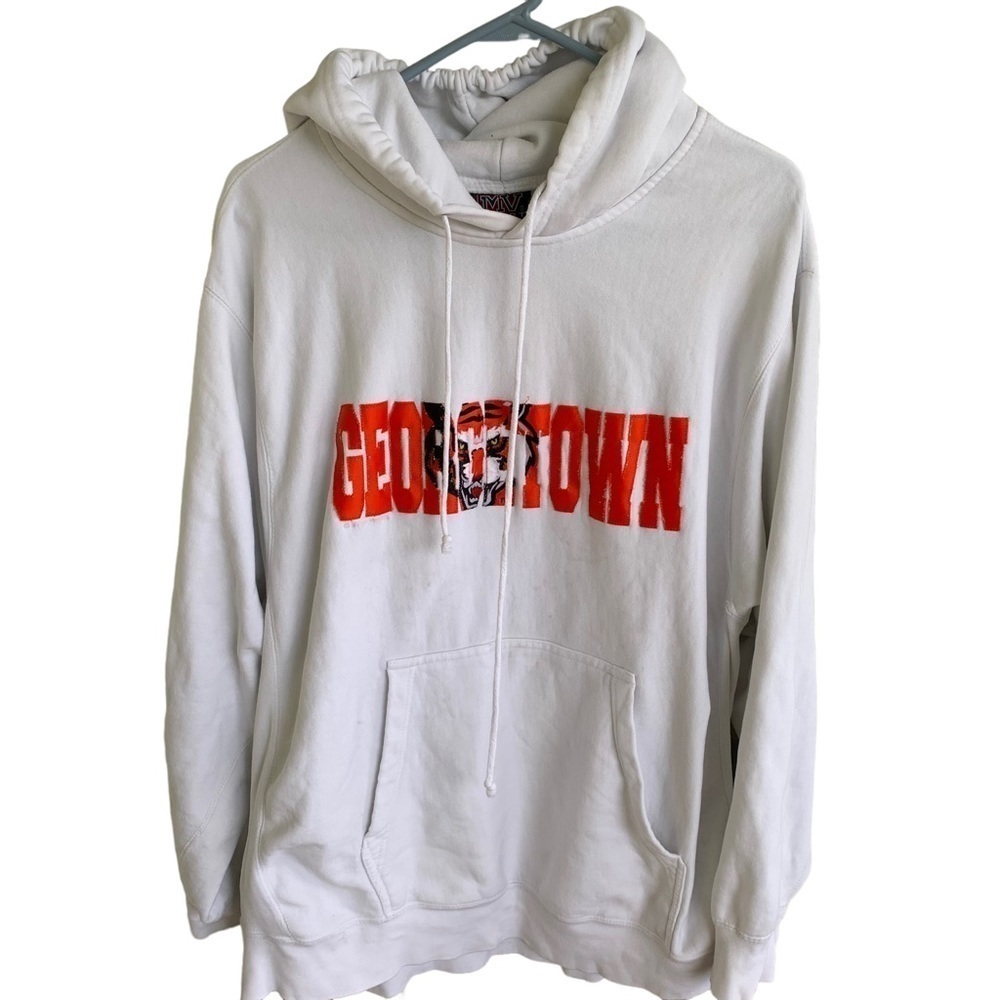 Vintage Georgetown Tigers MV Sport Pro Weave Hoodie Sweatshirt Embroidered XL